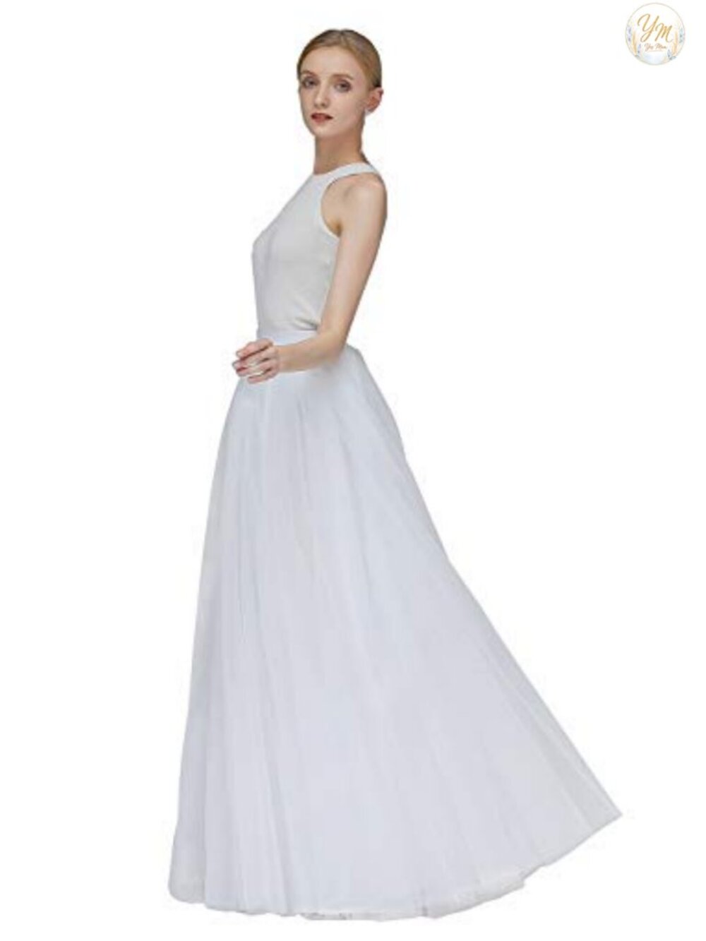 A-Line Long Tulle Skirt High Waisted Tutu for Wedding Prom Evening